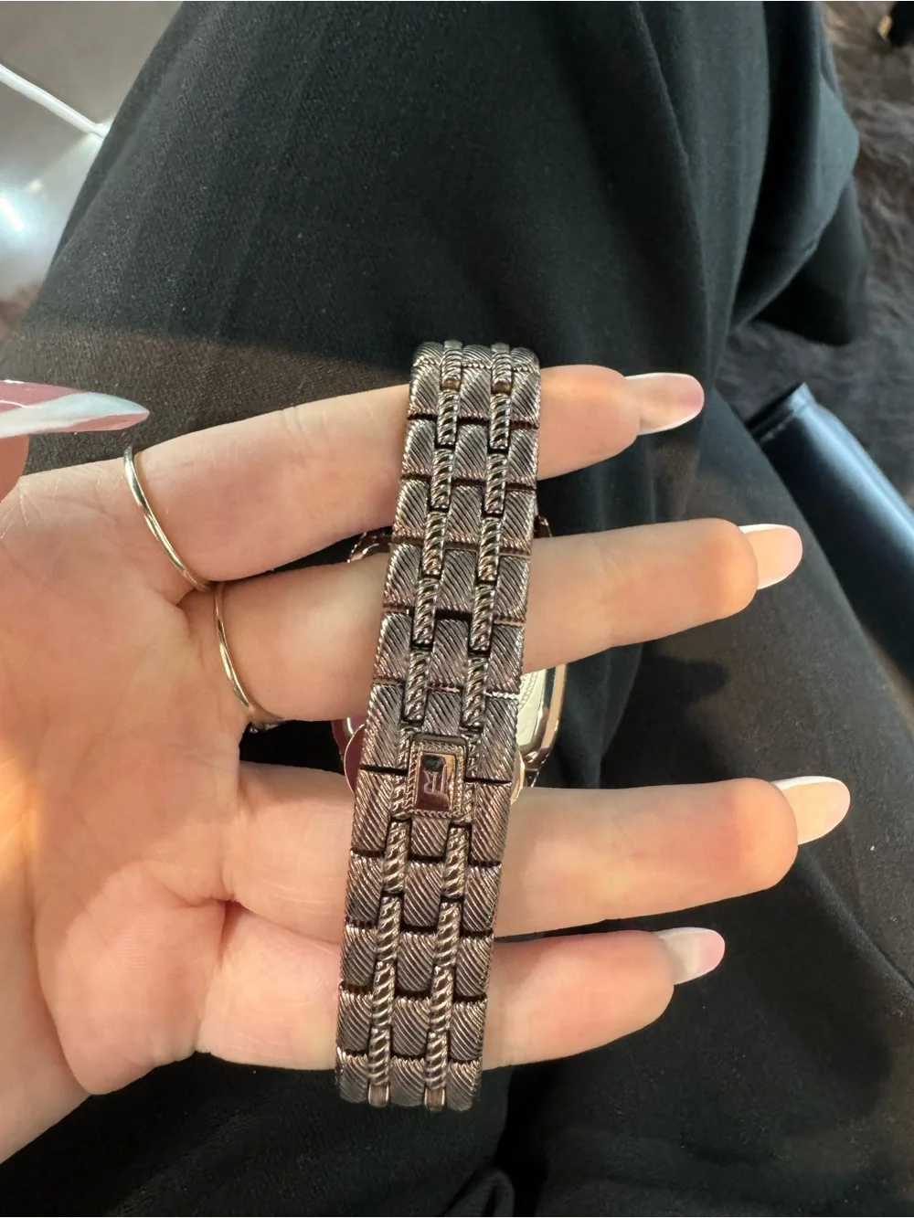New Judith Ripka Brown Stainless Steel Cushion Bracelet Watch